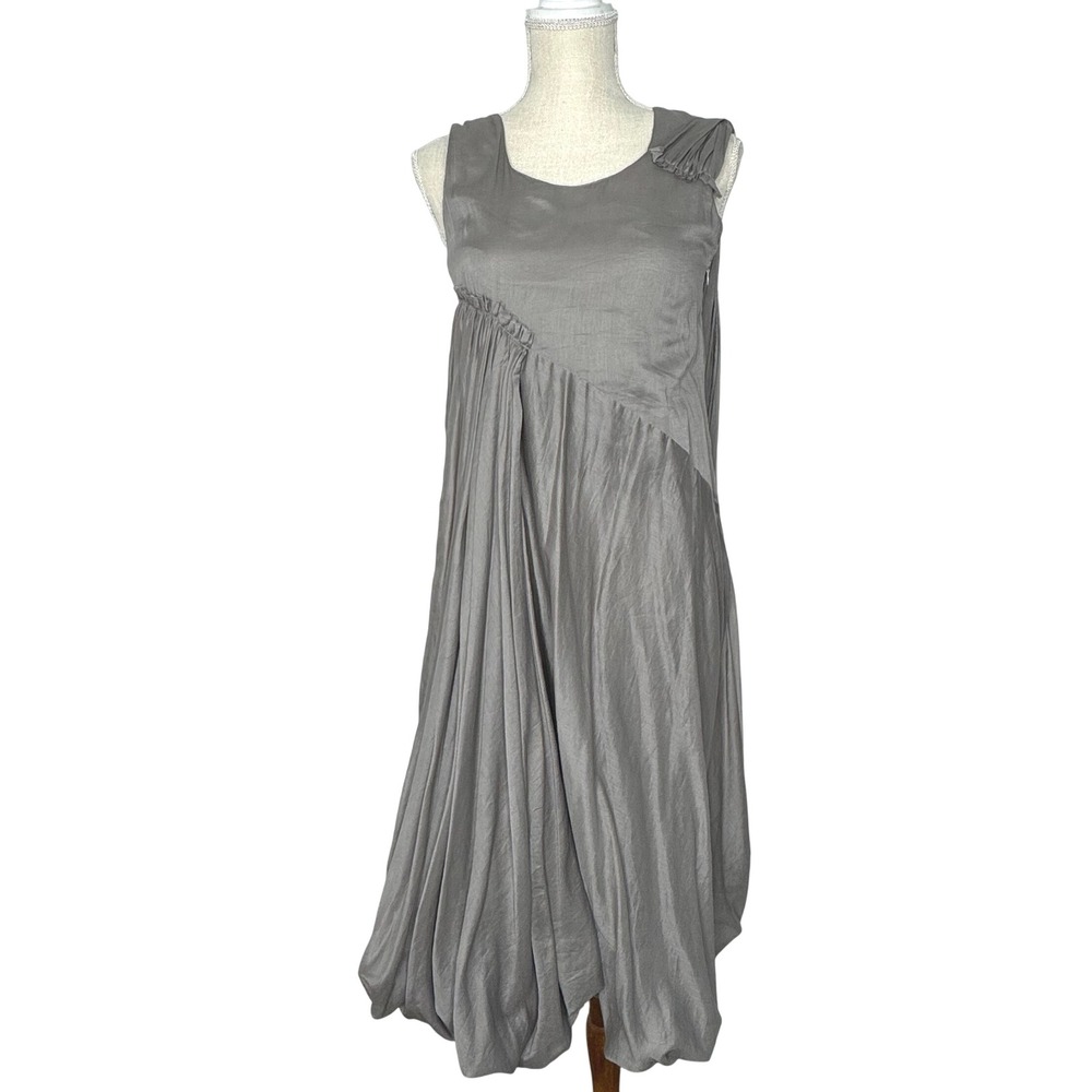 Lilith Sleeveless Draped Bubble Dress XS Gray‎